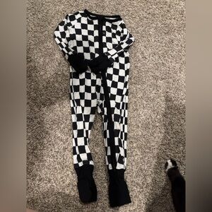 Little Sleepies Black and White Checkered Footie